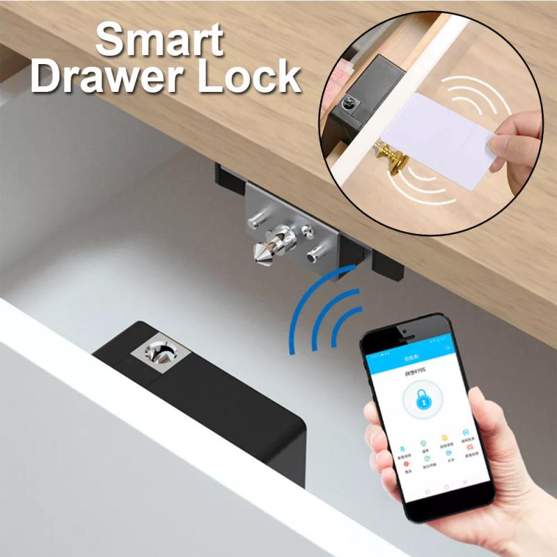 Diy Electronics Cabinet - スマートホーム引き出し電子ロック,隠し木製キャビネット,スマートドアロック,カードセンサー,ttlockアプリケーション,セキュリティ保護
